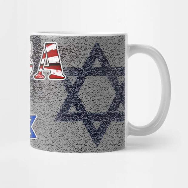 USA + Israel on Stylized, Blended Flag Background by designs-by-ann